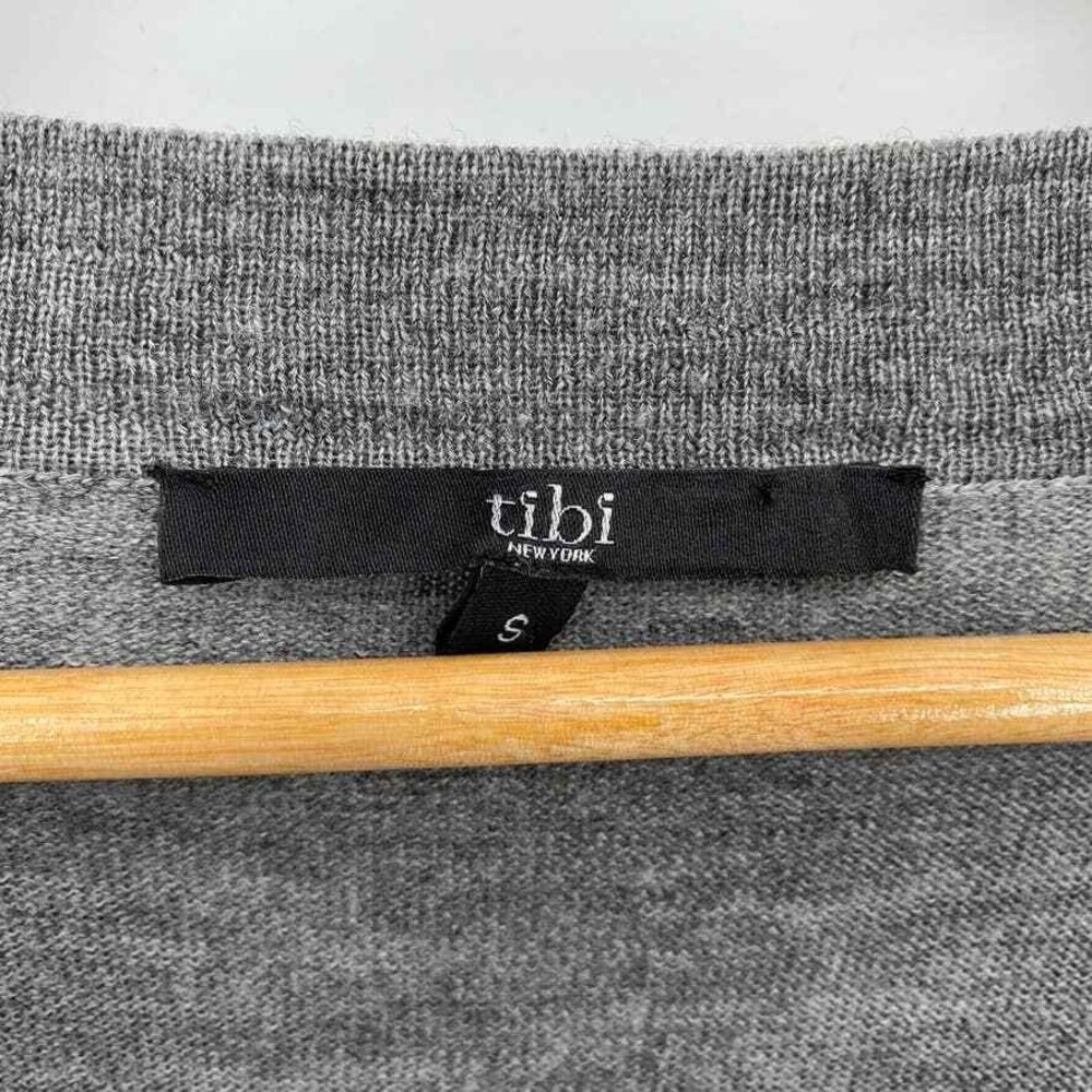 TIBI Cardigan Grandpa Sweater Womens Small Gray Blue Knit Pockets Button Front - Picture 9 of 12